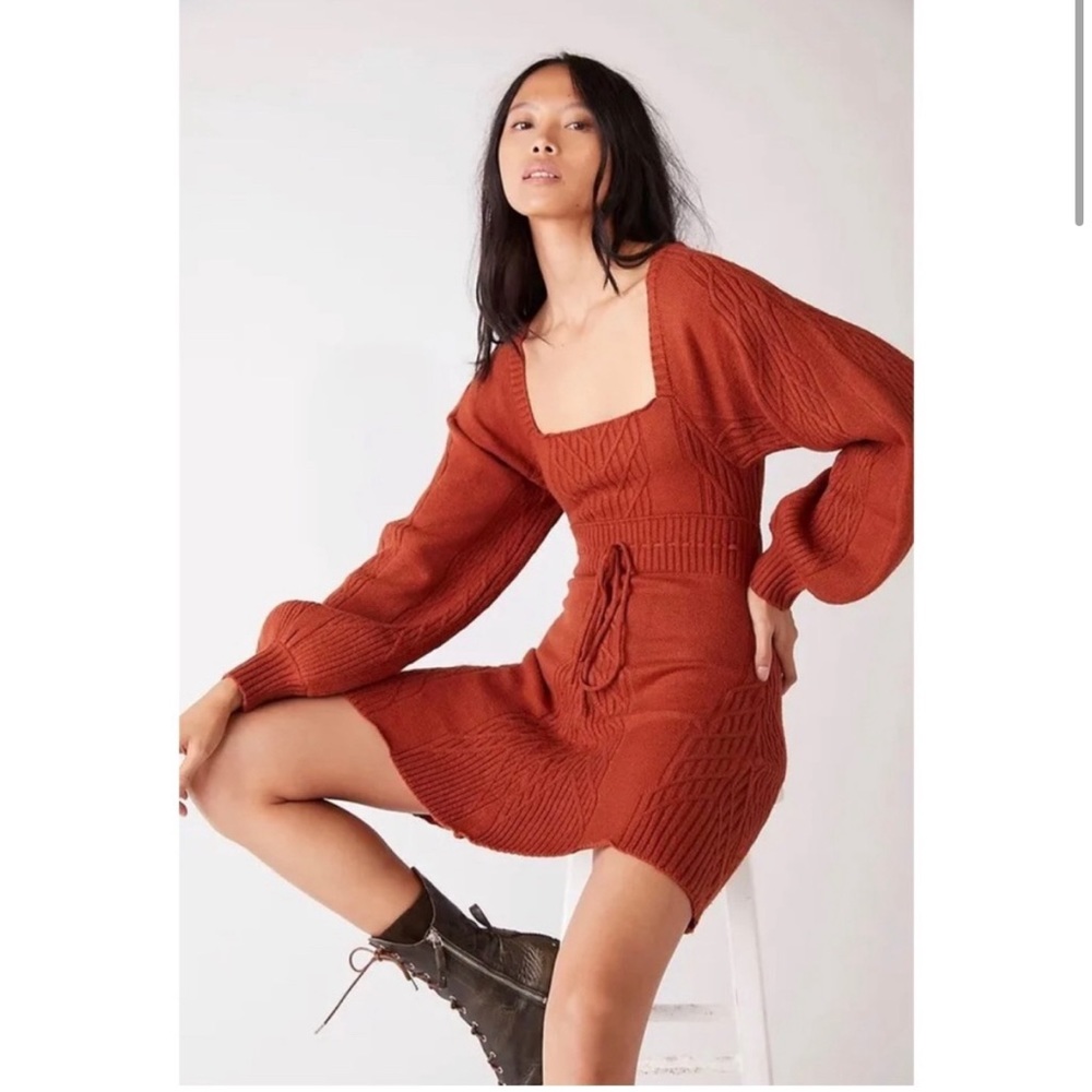 NWT Free People Women’s Emmaline Mini Dress in Cinnamon
